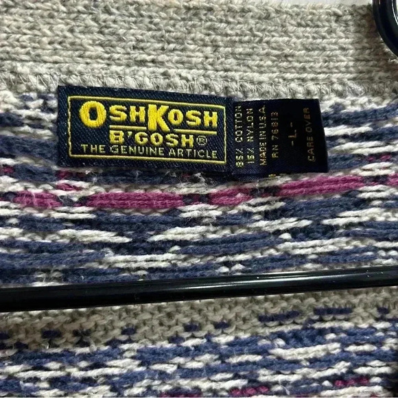 Vintage‎ OshKosh B’Gosh Size Large Men’s Cardigan Bill Cosby Style Buttons Retro - Picture 4 of 10